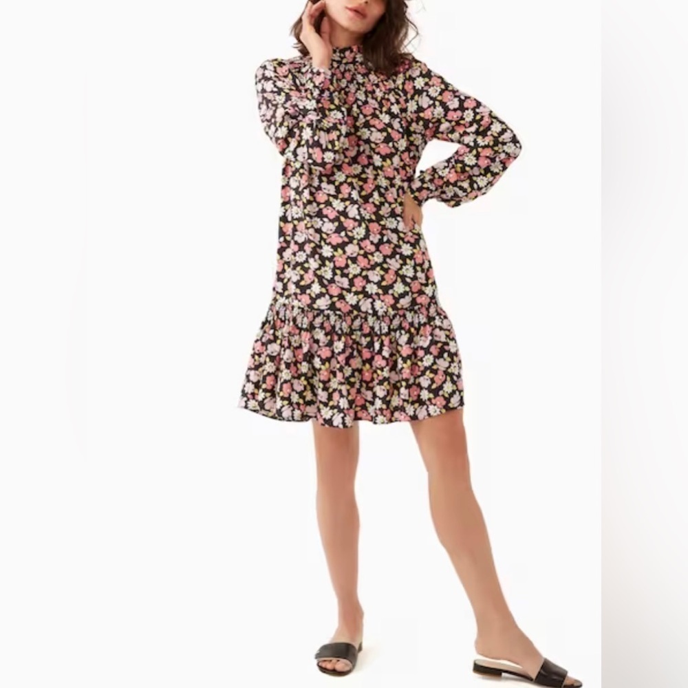 Kate Spade Pink and Black Sundress with Bishop Sleeves